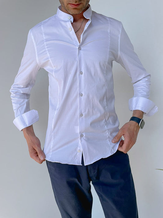 Klasyczna, biała koszula męska ze stójką RUBASKA