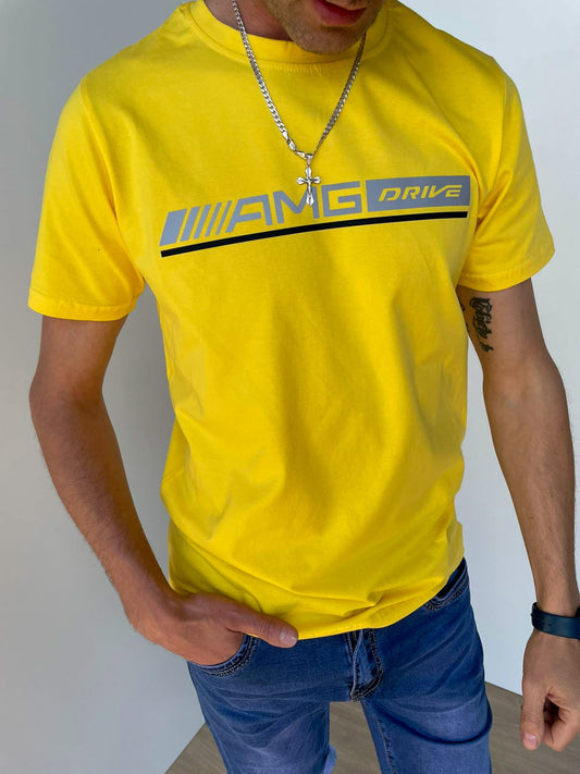 Żółta koszulka męska AMG